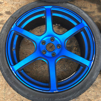 JDM Rays Gram Lights Marine Blue 57C6 Wheels 18x7.5 5x100 Lightweight Rims USED