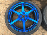 JDM Rays Gram Lights Marine Blue 57C6 Wheels 18x7.5 5x100 Lightweight Rims USED