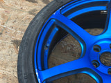 JDM Rays Gram Lights Marine Blue 57C6 Wheels 18x7.5 5x100 Lightweight Rims USED