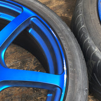 JDM Rays Gram Lights Marine Blue 57C6 Wheels 18x7.5 5x100 Lightweight Rims USED
