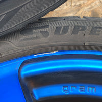 JDM Rays Gram Lights Marine Blue 57C6 Wheels 18x7.5 5x100 Lightweight Rims USED