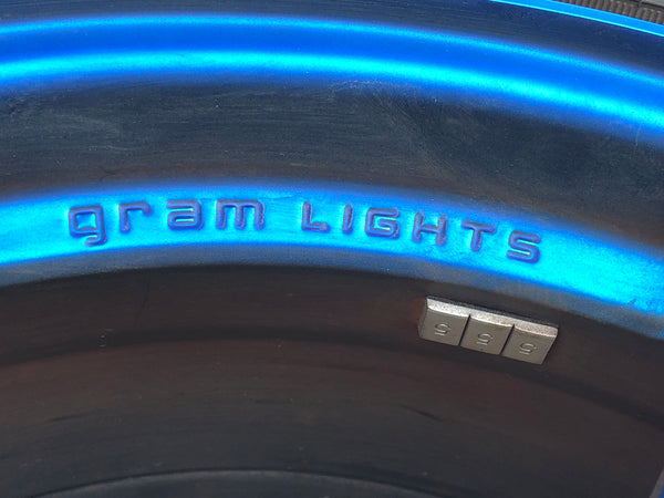 JDM Rays Gram Lights Marine Blue 57C6 Wheels 18x7.5 5x100 Lightweight Rims USED
